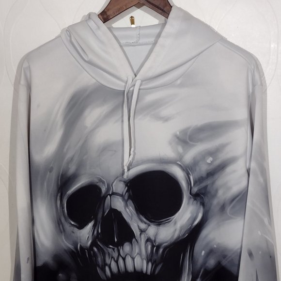 Skull Graphic Hoodie All Over Print Size XL Adults - Picture 5 of 13